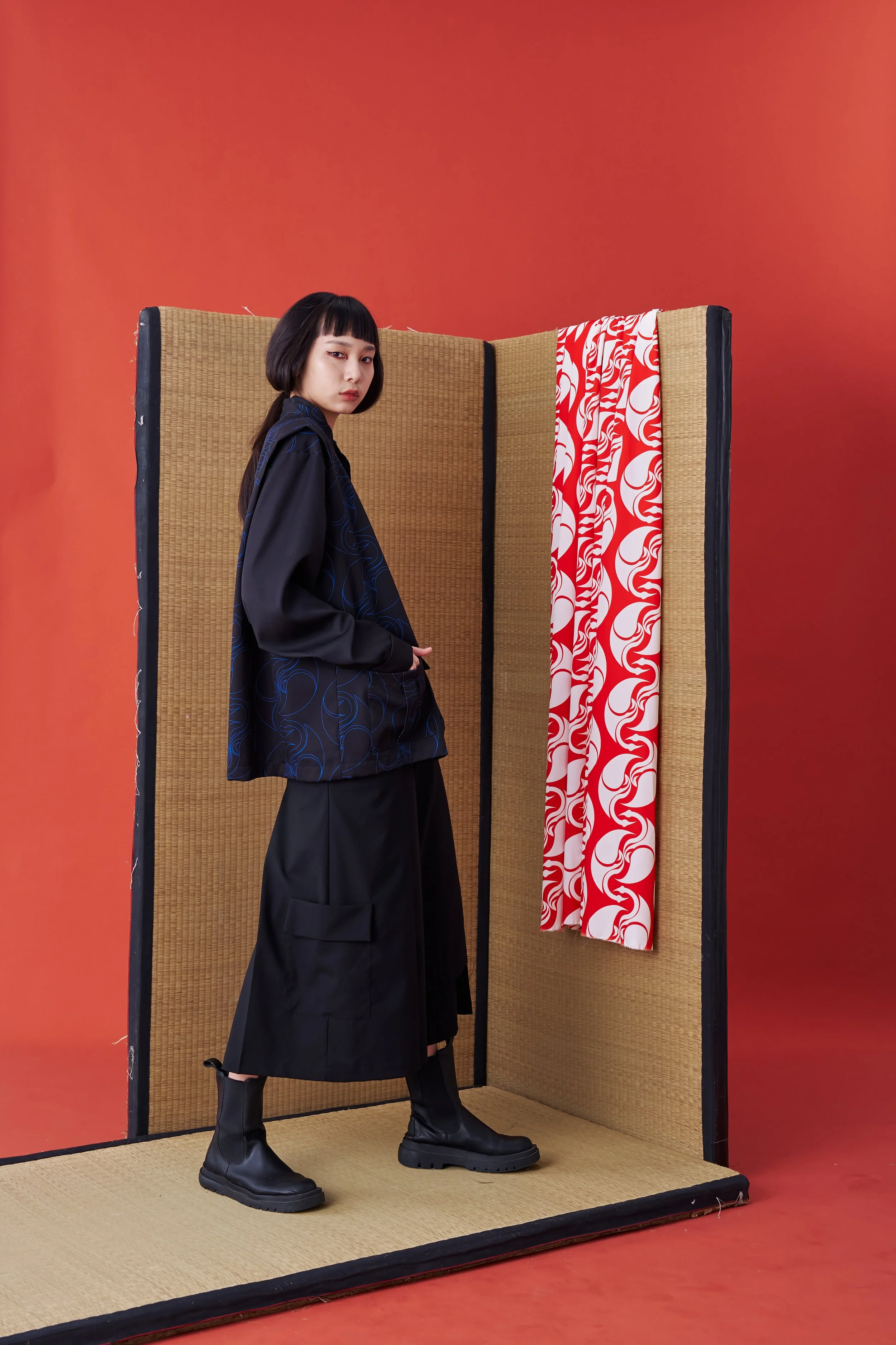 INF Deconstructed Double-Pocket Shirt (Blue printing) — INF